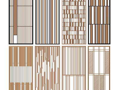 Stylish Wooden Room Dividers With Striped And Geometric Patterns For Interior Decor 3d model