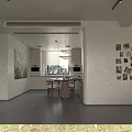 Modern Living And Dining Room With Beige Sofa Coffee Table Wooden Accent Wall And Rug