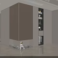 Modern Shoe Cabinet Design With Wooden Slats Marble Base And LED Strip Lighting