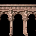 Ornate Classic Stone Carved Architectural Element With Arches Columns And Sculptures