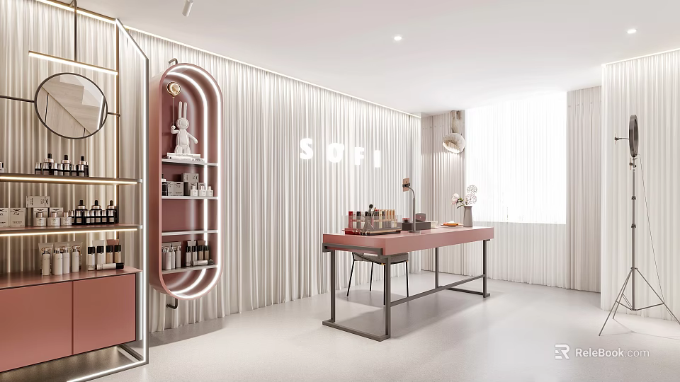 Modern Open Public Office Area Interior With Ergonomic Workstations And Pendant Lighting 3d model