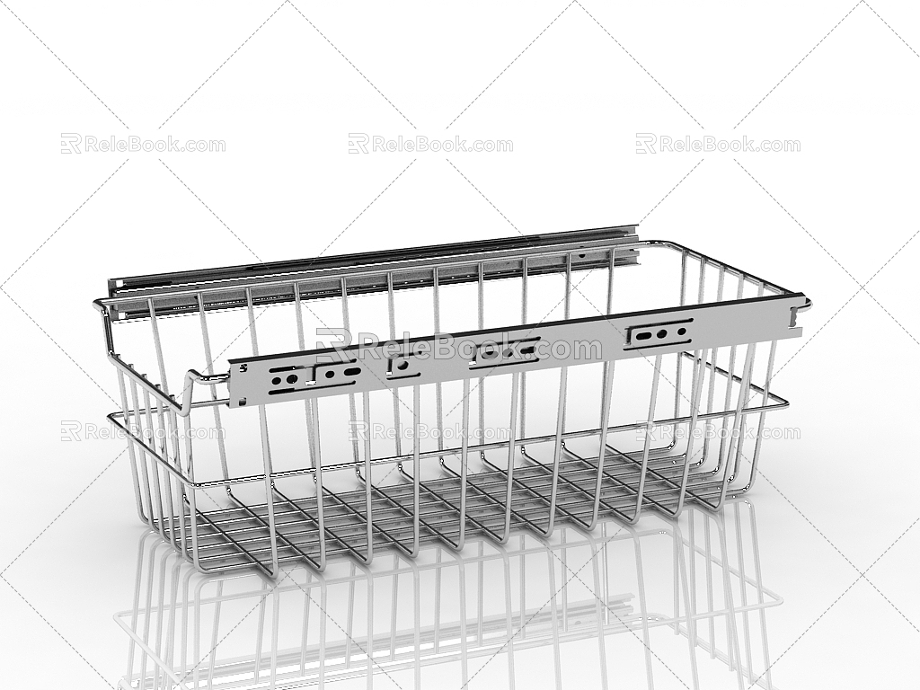 Modern dish rack with embedded pull basket 3d model