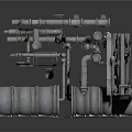 Industrial Equipment Structure With Pipes Valves And Cylindrical Storage Tanks