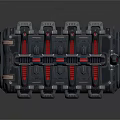 Industrial Mechanical Equipment With Black Metal Components And Red Accents