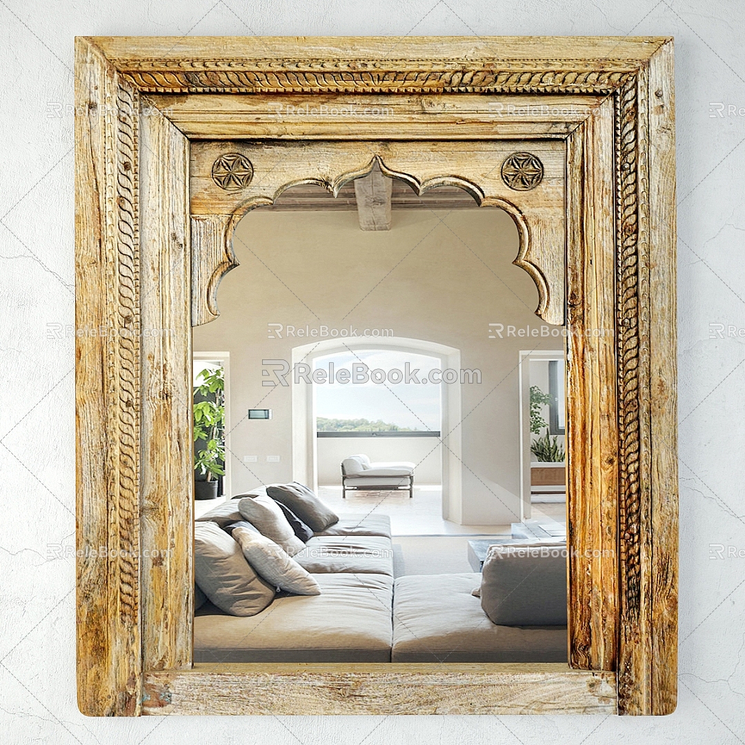 Vintage antique decorative mirror 3d model