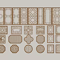 Chinese-style openwork window openwork window grilles pane retro window 3d model