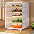 Stir-fried Steamed Bread Broccoli Shrimp Meat Leftover Storage Rack Kitchen Cabinet Vegetable Washing Basin Fruit Plate Apple Windowsill Countertop Tile 3d model