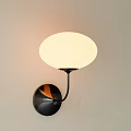 Modern Decorative Wall Lamp Featuring White Circular Shade And Black Metal Base