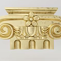 Golden Decorative Classical Capital With Floral Pattern And Scroll Design Elements 3d model