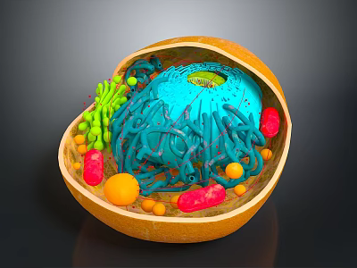 Detailed Organ And Hair Microscopic Structure With 3D Cellular Components And Features 3d model