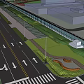 Urban Road Landscape With Vehicles Greenery Trees Sidewalks And Buildings