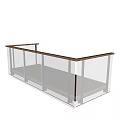 Modern Transparent Glass Fence with Metal Frame on Wooden Deck Terrace