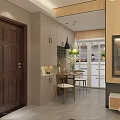 Modern Living Dining Room Interior With Wooden Walls Grey Sofa And Geometric Rug