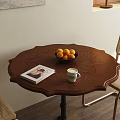 Wooden Round Dining Table Set with Rattan Chairs Metal Frame Wall Art and Table Lamp