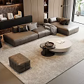 Modern Sofa Coffee Table Combination Corner Sofa Floor Lamp Ornaments 3d model