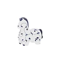 Ceramic Horse Figurine with White Body Blue Swirl Patterns and Leaf Designs