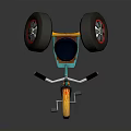 Colorful Tricycle With Large Wheels Red Rims Blue Seat And Yellow Frame