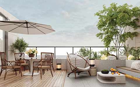 Outdoor Garden Terrace Balcony 3d model