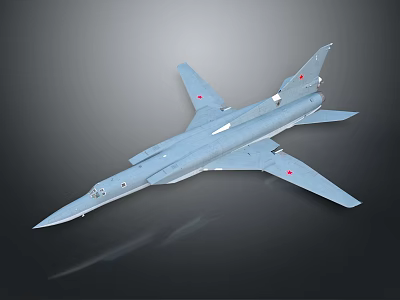 Light Blue Military Airplane Model With Red Star Emblems On Wings And Tail 3d model