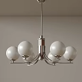 Modern Chandelier Design Featuring Sleek Metal Frame And Multiple White Globe Shades