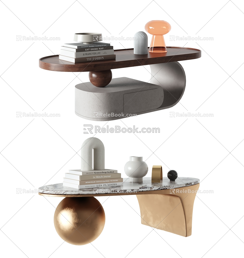 Coffee Table Oval Tea Table Silent Wind Coffee Table Cream Wind Coffee Table 3d model