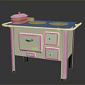 Vintage White Elstar Electric Cooker With Two Circular Cooktops Covered Pot Drawer And Cabinet Door