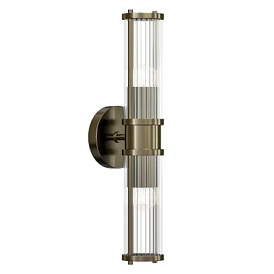 Modern Wall Sconce With Brass Base And Ribbed Glass For Indoor Decor 3d model