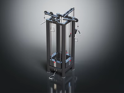 Black Multi Functional Home Gym Fitness Machine with Pulleys Handles and Complex Structure 3d model