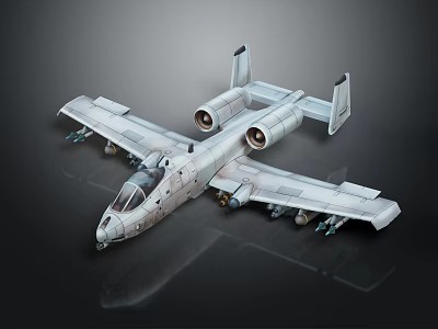 Silver Gray Military Twin Engine Attack Aircraft With Mounted Weapons And 3D Rendered Design 3d model