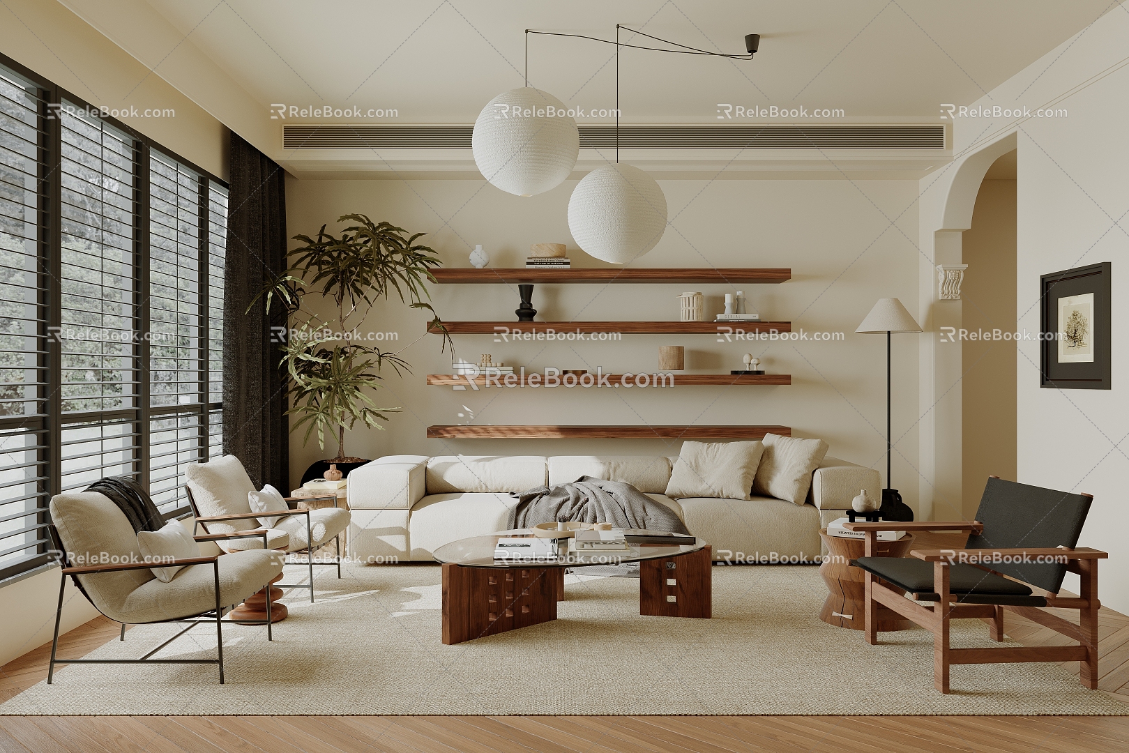 Vintage living room 3d model