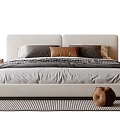 Modern Double Bed Fabric Double Bedside Table Metal Small Chandelier Decoration Carpet Table Lamp 3d model