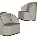 Single Sofa in Beige Fabric with Curved Design and Comfortable Cushion 3d model