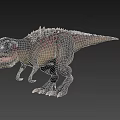 3D T-Rex Dinosaur Model With Open Mouth Sharp Teeth And Spiked Back On Black Background 3d model