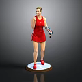 Stylish Red Tennis Dress For Female Figure With Racket On White Base