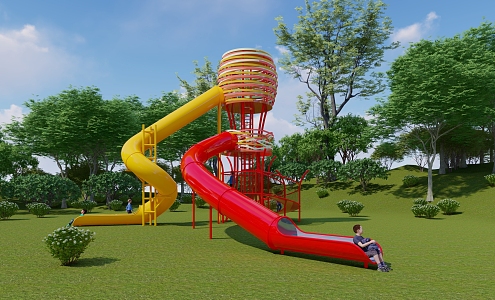 Modern Amusement Slide Flying Castle 3d model