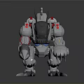 Mechanical Creature Character In Silver Metallic Design With Sharp Claws Red Joints And Back Weaponry 3d model