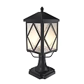 Modern Black Outdoor Post Light Featuring Diamond Pattern Glass Shade 3d model