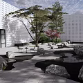 Traditional Karesansui Garden Design With Raked Gravel Natural Stones And Pine Trees