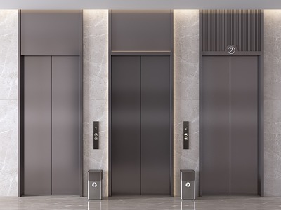 Elevator elevator door elevator lift button trash can stainless steel elevator 3d model