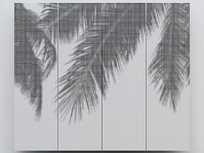 Elegant Wall Paneling Design With Palm Leaf Silhouette In Monochrome Multi Panel Decor 3d model