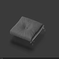 Modern Gray Square Fabric Pillow With Center Button And Bottom Ties 3d model
