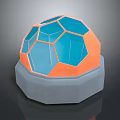 3D Geometric Hemisphere Structure With Blue Orange Polygons And Gray Octagonal Base