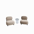 Modern Beige Upholstered Accent Chairs With Transparent Acrylic Side Table Set 3d model