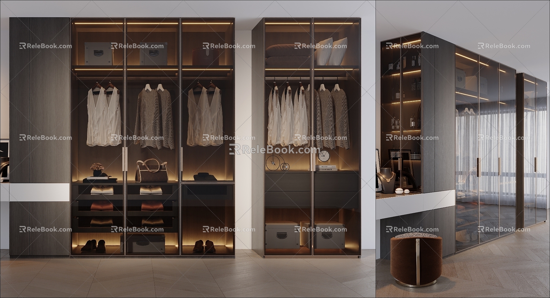 Light Luxury Glass Wardrobe Clothes Bag 3d model