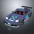 Pixel Style Race Car With Body Graphics And Rear Spoiler Design