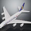 Singapore Airlines Airplane Model With White Body Blue Yellow Tail And Four Engines