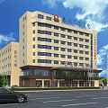 Exterior View Of Modern Multi Storey Hospital Building With Glass Windows Trees And Road