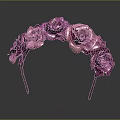 Purple Rose Decorated Jeweled Headband For Women Fashion Jewelry Accessory