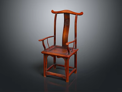 Traditional Wooden Leisure Chair With Curved Backrest And Armrests In Dark Brown 3d model