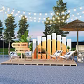 Modern Camping Style Pin Point US Sunset Stage Background Recliner 3d model